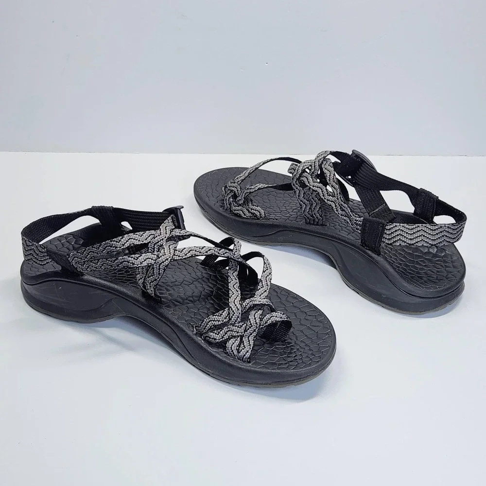 Chaco Updraft EcoTread X2 Sandals Womens Size 9 Black Gray Waves Hiking Trail
